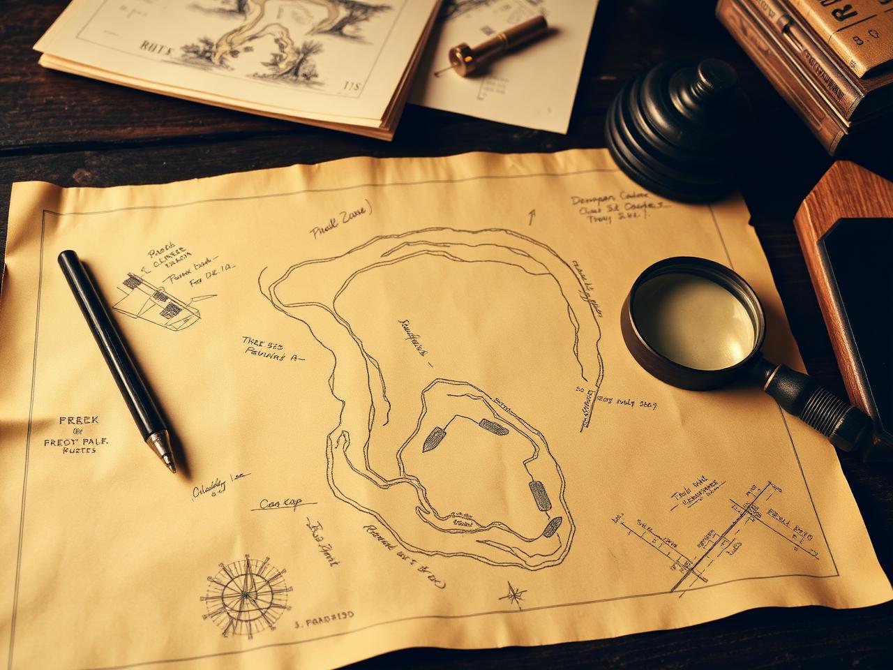 Original hand-drawn routing, revised bunker schedule pinned to the reverse.